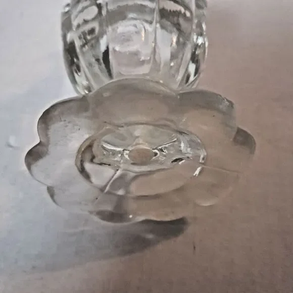 Perfume Bottle With Fan Stopper Vintage Large Clear Glass Footed 8" - Picture 7 of 10
